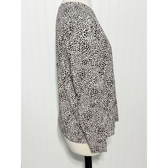 Lands' End Women's Leopard Print Long Sleeve Pullover Shirt Brown WhiteSize XL - Picture 4 of 9